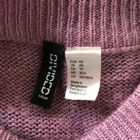 H&M Purple Striped Open Knit Crewneck Sweater NWOT XS - Picture 5 of 5